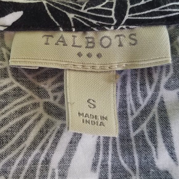 TALBOTS Black White Floral Tunic Top Small S - Picture 3 of 3